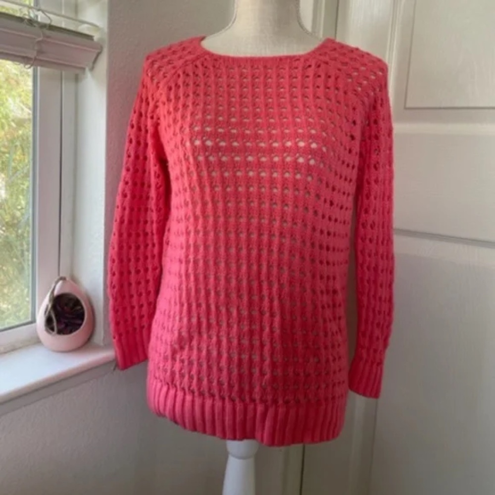 Forever 21 | Neon Pink Crochet Knit Pullover Sweater, Size S